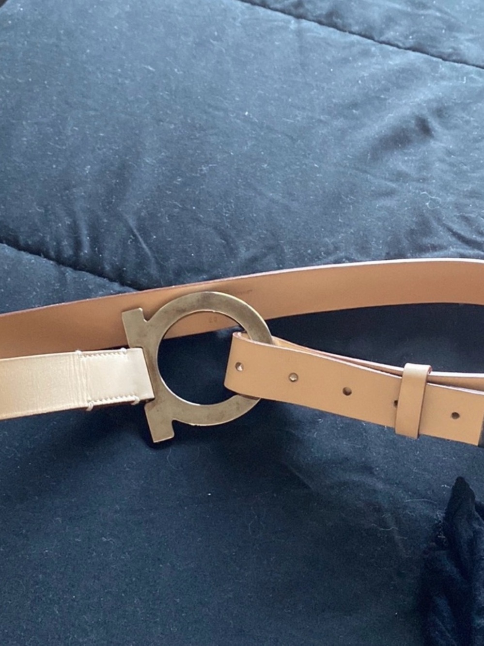 Salvatore Ferragamo Tan Leather Belt with Signature Gancini Buckle